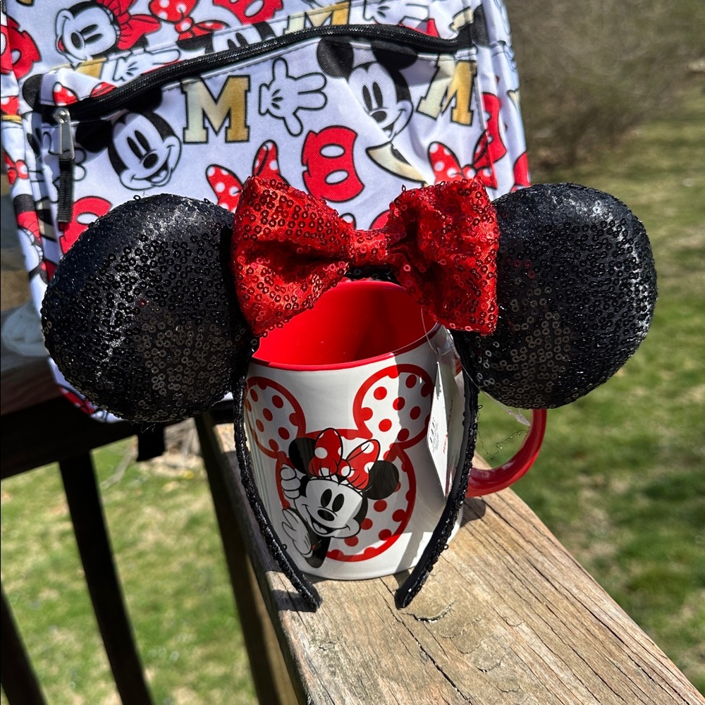 Mickey Mouse Backpack Mug and Ears Bundle NWT - Picture 2 of 3